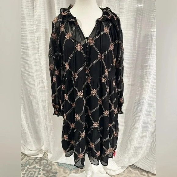 🆕 Johnny Was Jackie Mini Dress Black Small - Picture 4 of 15